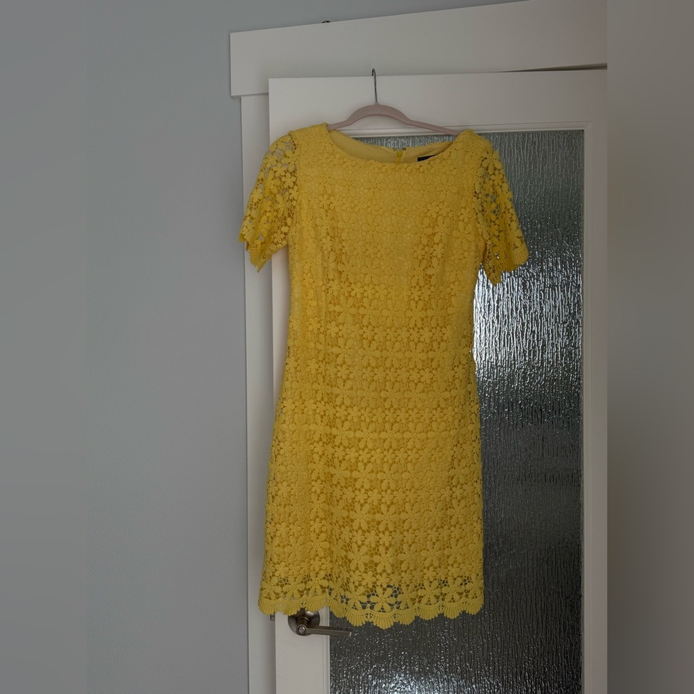 Macy's Sunny Yellow Lace Mini Dress